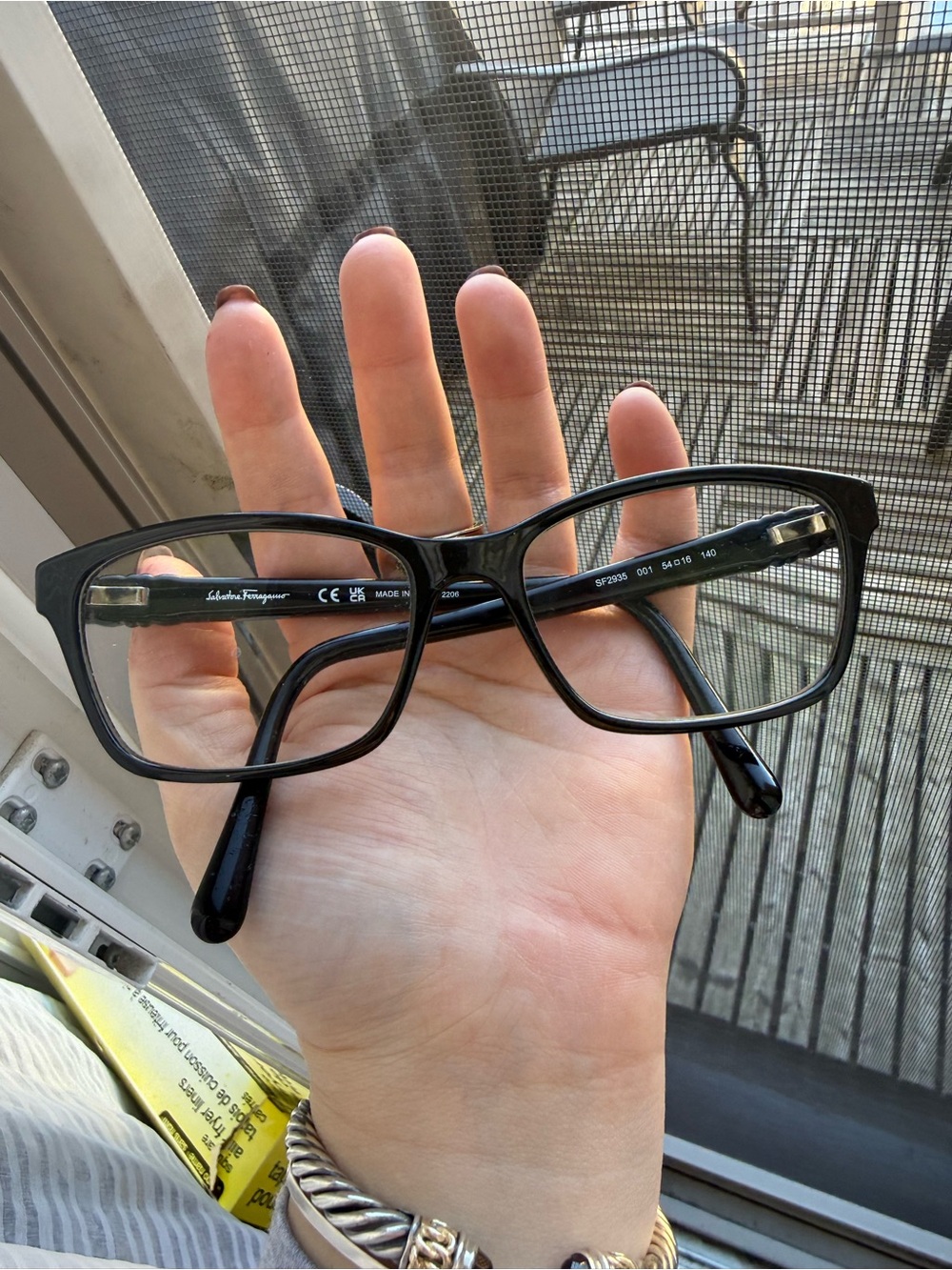 Salvatore Ferragamo Glossy Black Rectangular Eyeglasses SF2935 001 54 16 140